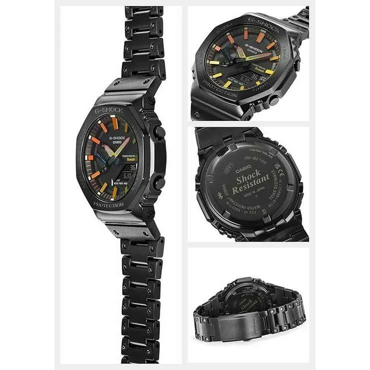 CASIO G-SHOCK FULL METAL BLACK & ORANGE YELLOW BLUE MEN WATCH GM-B2100BPC-1AJF
