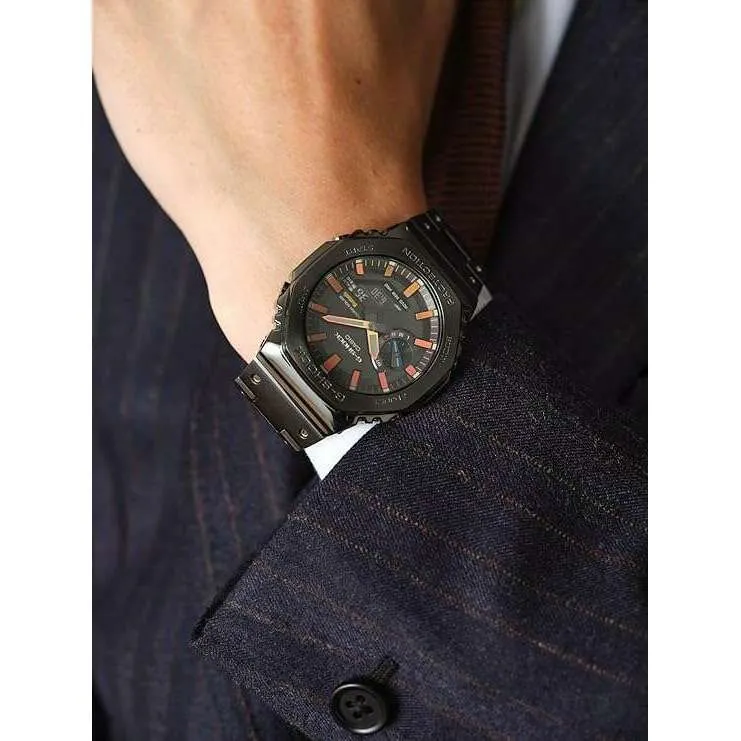 CASIO G-SHOCK FULL METAL BLACK & ORANGE YELLOW BLUE MEN WATCH GM-B2100BPC-1AJF