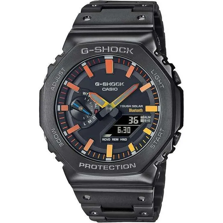 CASIO G-SHOCK FULL METAL BLACK & ORANGE YELLOW BLUE MEN WATCH GM-B2100BPC-1AJF