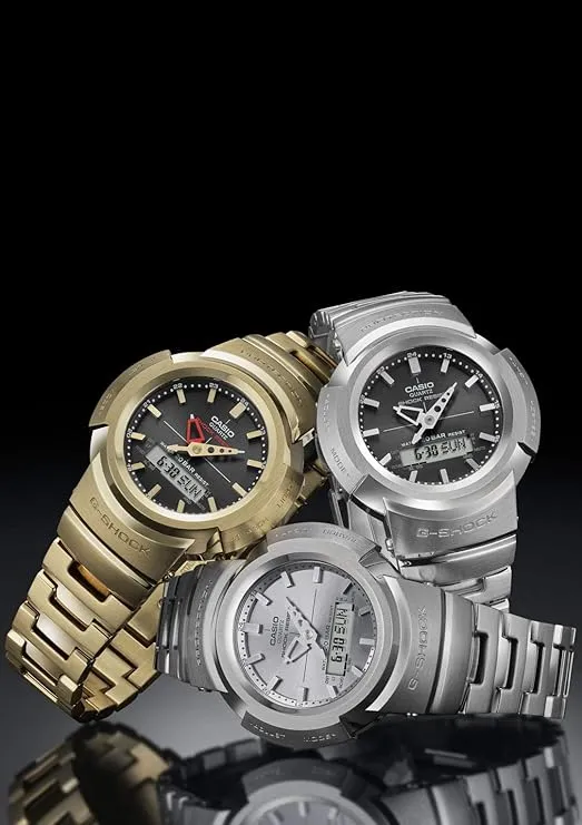 CASIO G-SHOCK FULL METAL RADIO SOLAR GOLD ANALOG DIGITAL MEN WATCH AWM-500GD-9AJF