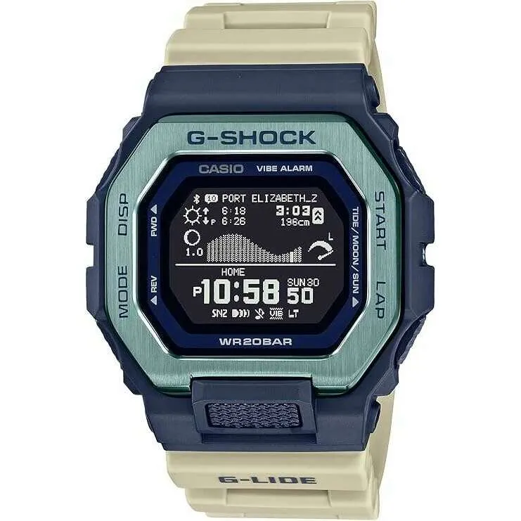 CASIO G-SHOCK G-LIDE BLUETOOTH DIGITAL DIAL NAVY BLUE & SAND BEIGE MEN WATCH GBX-100TT-2JF