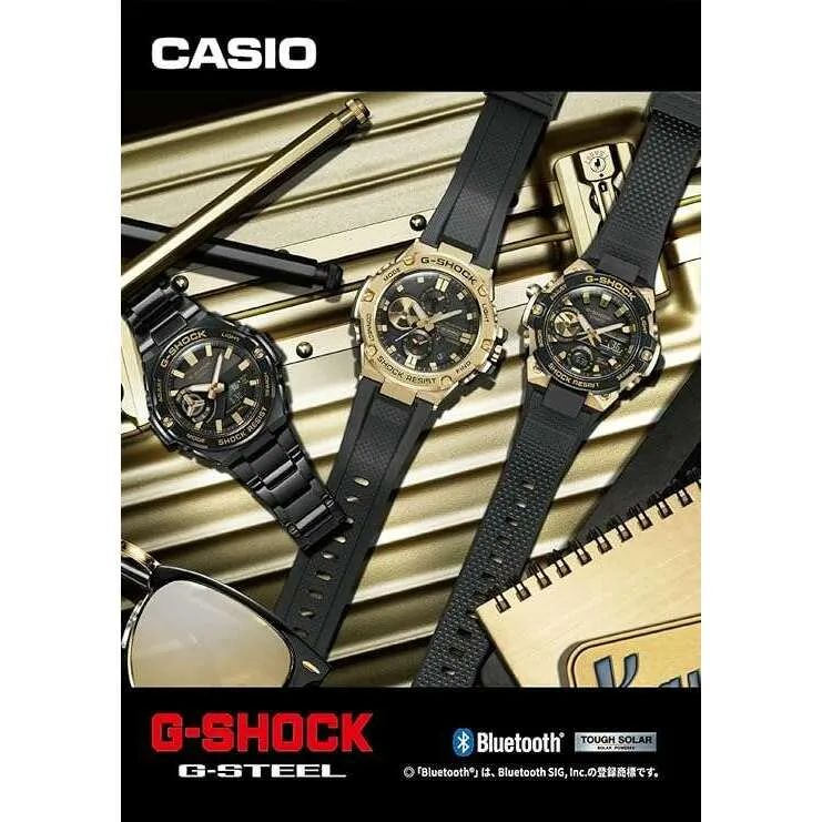 CASIO G-SHOCK G-STEEL BLUETOOTH SOLAR ANALOG DIGITAL BLACK & GOLD MEN WATCH GST-B400GB-1A9JF
