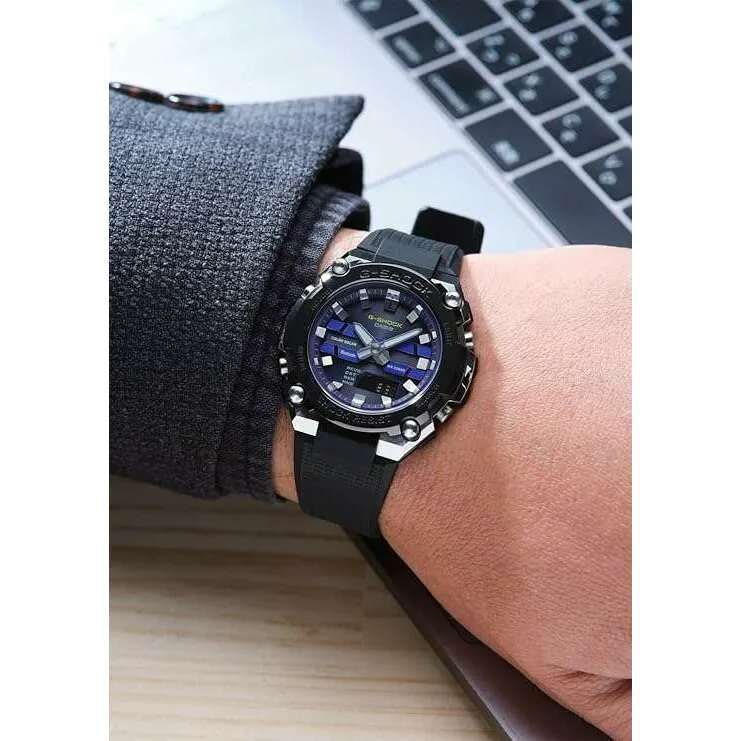 CASIO G-SHOCK G-STEEL BLUETOOTH SOLAR BLACK & NAVY BLUE MEN WATCH GST-B600A-1A6JF