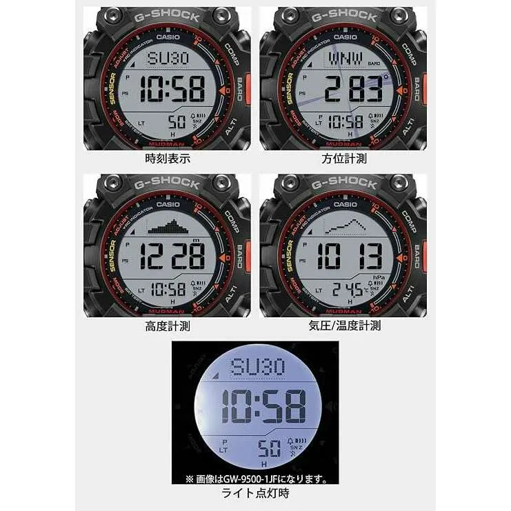 CASIO G-SHOCK MASTER OF G SERIES MUDMAN DIGITAL BLACK & ORANGE MEN WATCH GW-9500MEC-1JF