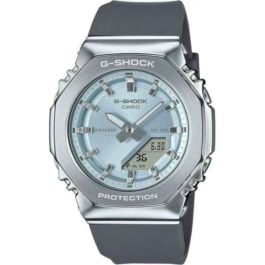 CASIO G-SHOCK METAL COVERED ANALOG DIGITAL BLACK & BLUE LADIES WATCH GM-S2110-2AJF