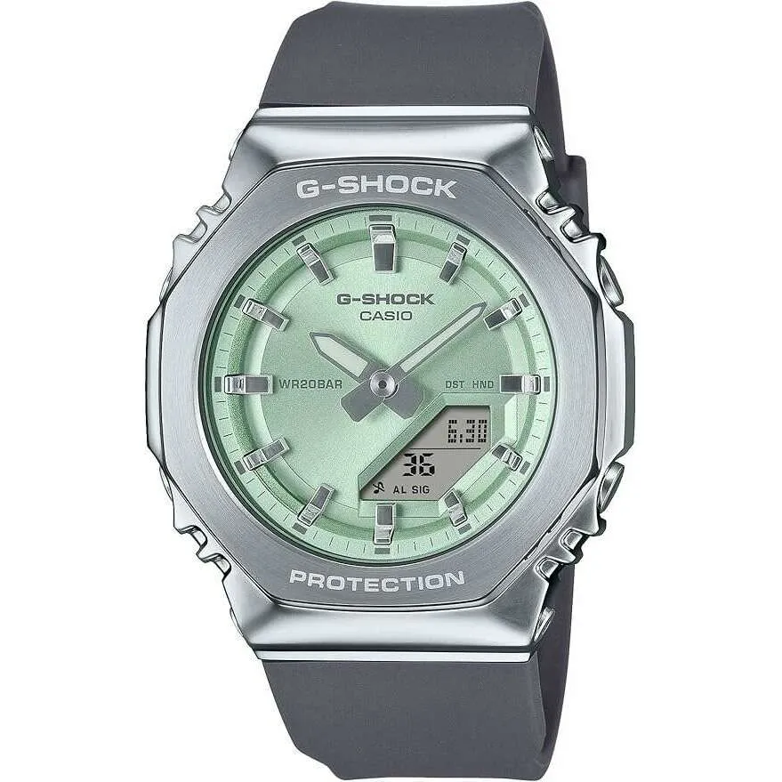 CASIO G-SHOCK METAL COVERED ANALOG DIGITAL BLACK & GREEN LADIES WATCH GM-S2110-3AJF