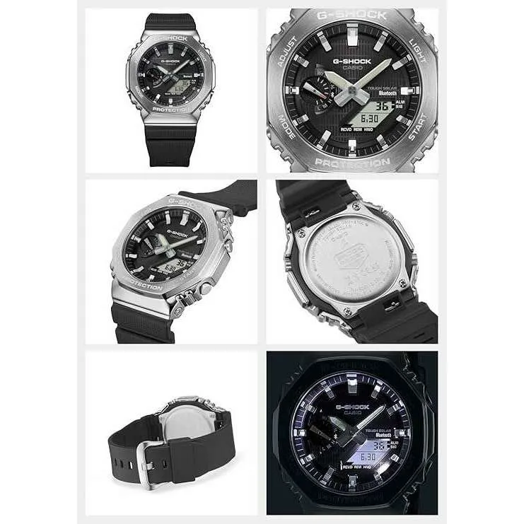 CASIO G-SHOCK METAL COVERED BLUETOOTH SOLAR BLACK RUBBER STRAP MEN WATCH GBM-2100-1AJF