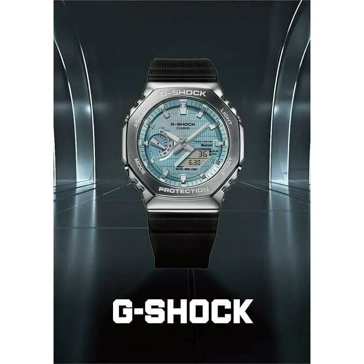 CASIO G-SHOCK METAL COVERED BLUETOOTH SOLAR BLACK RUBBER STRAP MEN WATCH GBM-2100-1AJF