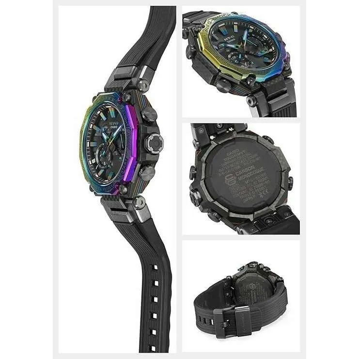 CASIO G-SHOCK MT-G BLUETOOTH RADIO SOLAR BLACK & RAINBOW ANALOG MEN WATCH MTG-B2000YR-1AJR