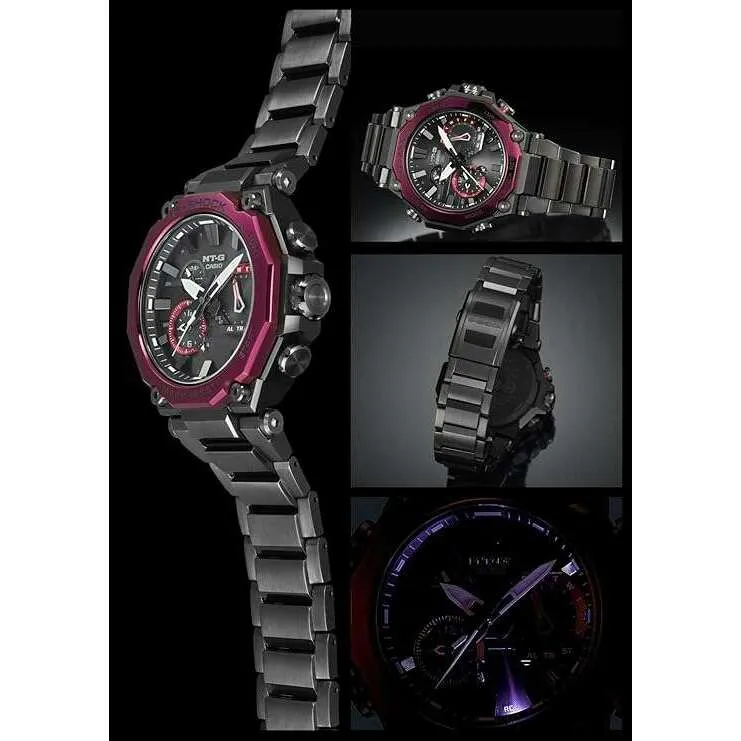 CASIO G-SHOCK MT-G BLUETOOTH RADIO SOLAR DUAL CORE GUARD GREY & RED MEN WATCH MTG-B2000BD-1A4JF