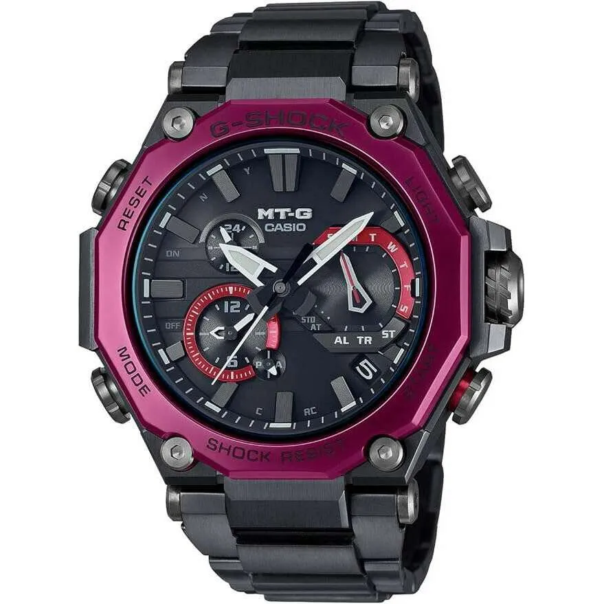 CASIO G-SHOCK MT-G BLUETOOTH RADIO SOLAR DUAL CORE GUARD GREY & RED MEN WATCH MTG-B2000BD-1A4JF