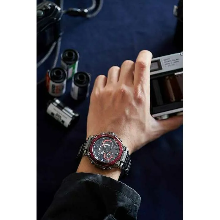 CASIO G-SHOCK MT-G BLUETOOTH RADIO SOLAR DUAL CORE GUARD GREY & RED MEN WATCH MTG-B2000BD-1A4JF