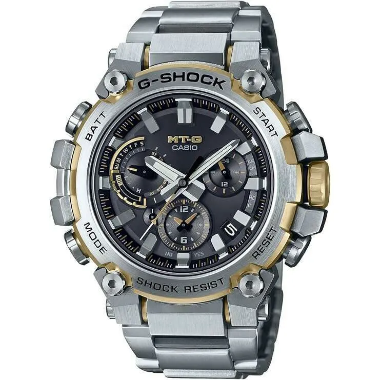 CASIO G-SHOCK MT-G BLUETOOTH RADIO SOLAR SILVER & GOLD MEN WATCH MTG-B3000D-1A9JF