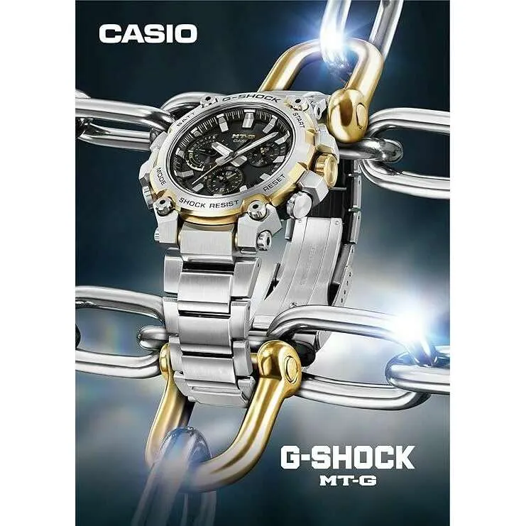 CASIO G-SHOCK MT-G BLUETOOTH RADIO SOLAR SILVER & GOLD MEN WATCH MTG-B3000D-1A9JF