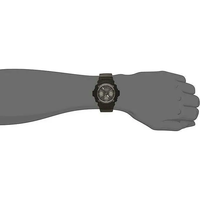CASIO G-SHOCK SOLAR RUBBER STRAP ANALOG DIGITAL DIAL ALL BLACK MEN WATCH AWG-M100SBB-1AJF