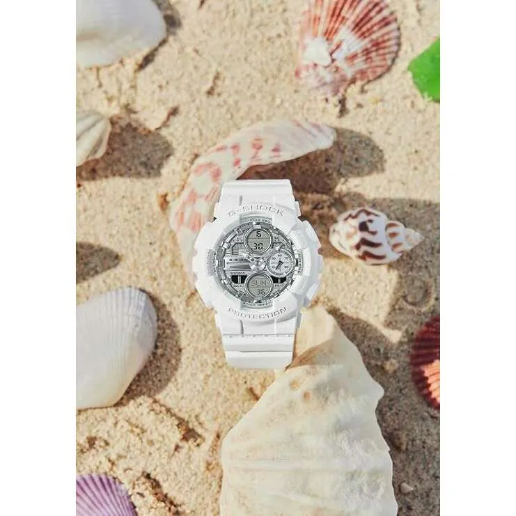 CASIO G-SHOCK WHITE & SILVER ANALOG DIGITAL LADIES WATCH GMA-S140VA-7AJF