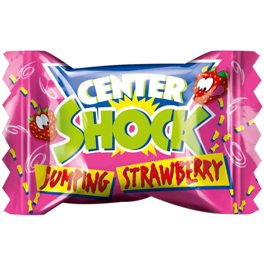 Center Shock Jumping Strawberry  Chewing Gums- 100 pcs box