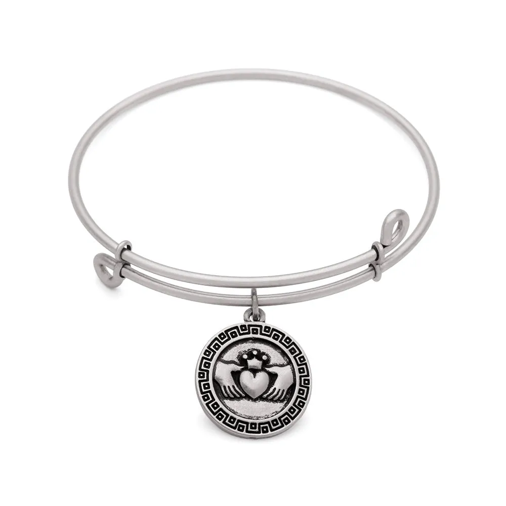 Claddagh, Bangle Antique Silver Color Finish