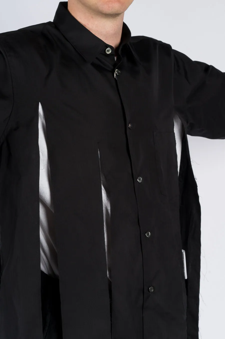 COMME DES GARCONS HOMME PLUS FRINGED COTTON BUTTON SHIRT
