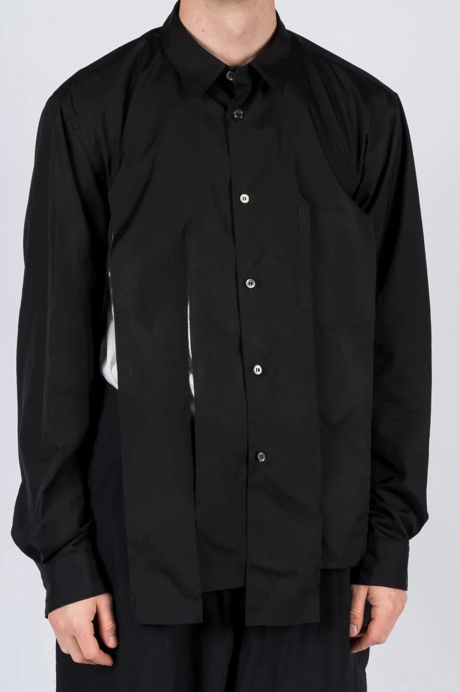 COMME DES GARCONS HOMME PLUS FRINGED COTTON BUTTON SHIRT