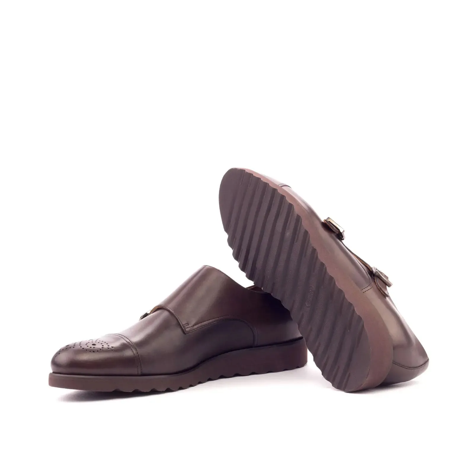 DapperFam Monaco in Dark Brown Men's Italian Leather Double Monk