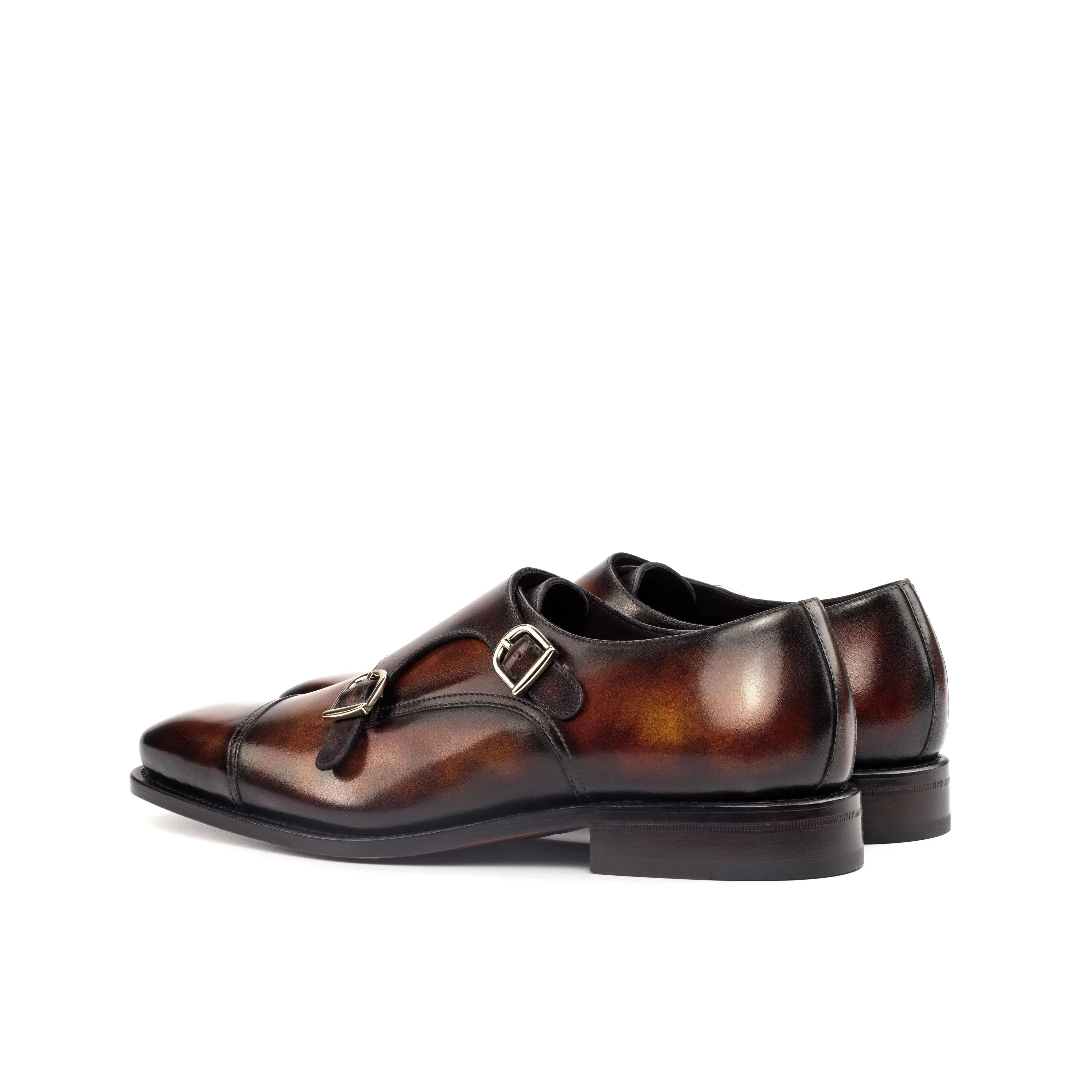 DapperFam Monaco in Fire Men's Hand-Painted Patina Double Monk
