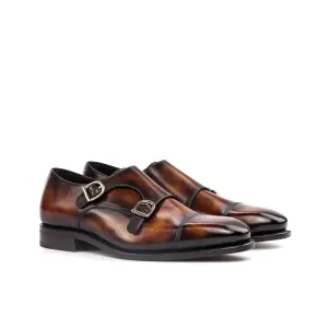 DapperFam Monaco in Fire Men's Hand-Painted Patina Double Monk