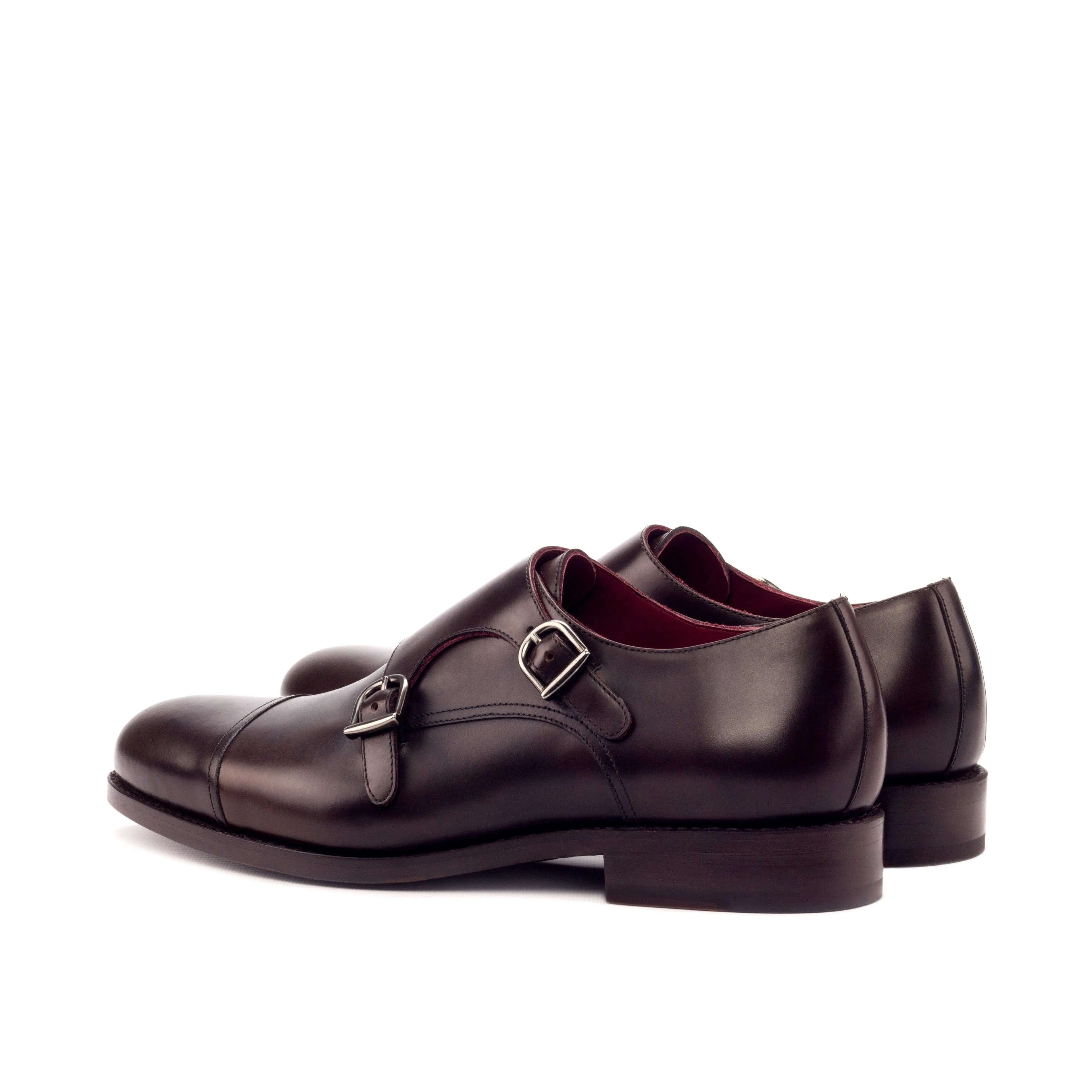 Dark Brown Leather Double Monk
