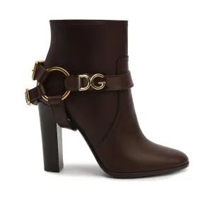 DOLCE & GABBANA Genuine Leather Ankle Boots with 11 cm Heel