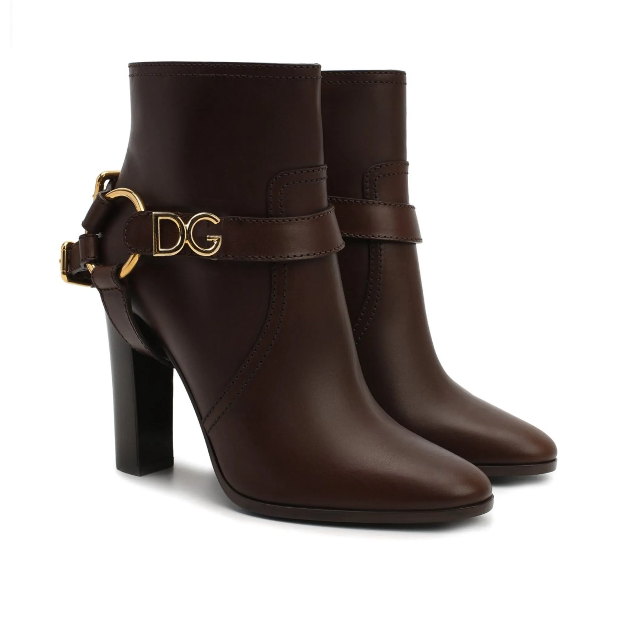 DOLCE & GABBANA Genuine Leather Ankle Boots with 11 cm Heel