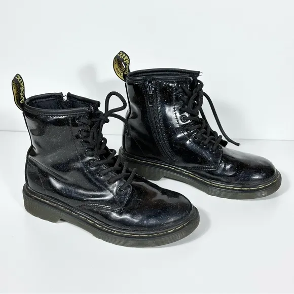 Dr. Martens 1460 Glitter Toddler Ankle Boots In Black/ Coated Glitter Size 1