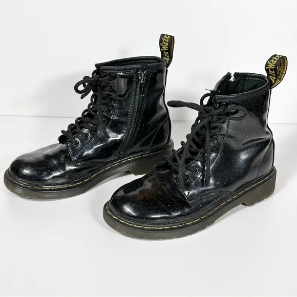 Dr. Martens 1460 Glitter Toddler Ankle Boots In Black/ Coated Glitter Size 1