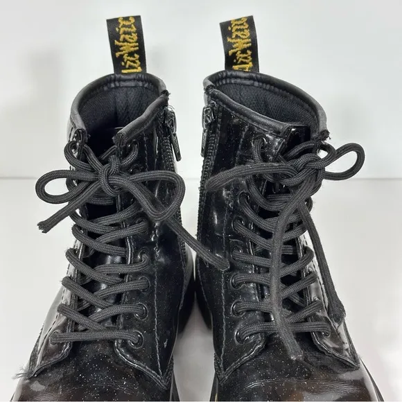 Dr. Martens 1460 Glitter Toddler Ankle Boots In Black/ Coated Glitter Size 1
