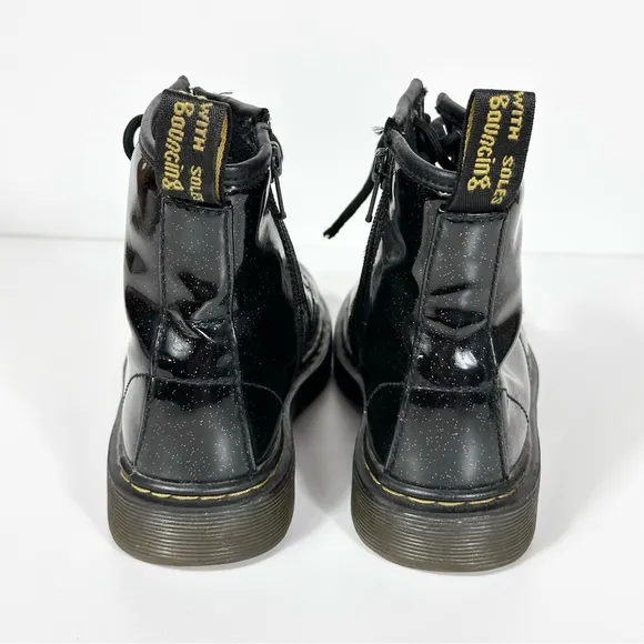 Dr. Martens 1460 Glitter Toddler Ankle Boots In Black/ Coated Glitter Size 1