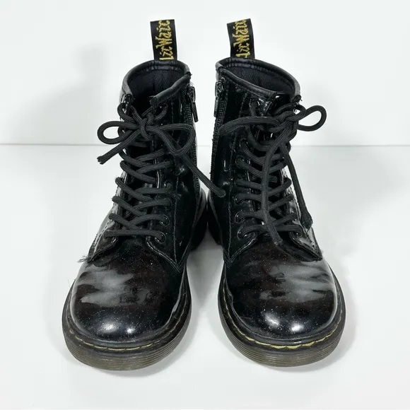 Dr. Martens 1460 Glitter Toddler Ankle Boots In Black/ Coated Glitter Size 1