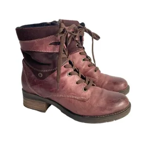 Dromedaris Kara Ankle Boots Suede Leather Lace Up Violet Plum Womens 8 8.5 38