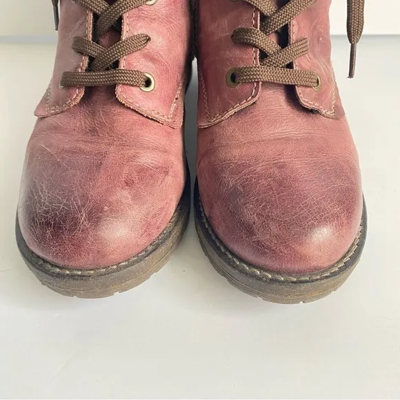 Dromedaris Kara Ankle Boots Suede Leather Lace Up Violet Plum Womens 8 8.5 38
