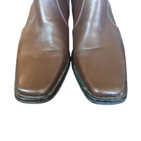 El Besserro Vintage Brown Leather Ankle Boots Men's Double Zip Boots size 9.5
