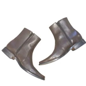 El Besserro Vintage Brown Leather Ankle Boots Men's Double Zip Boots size 9.5