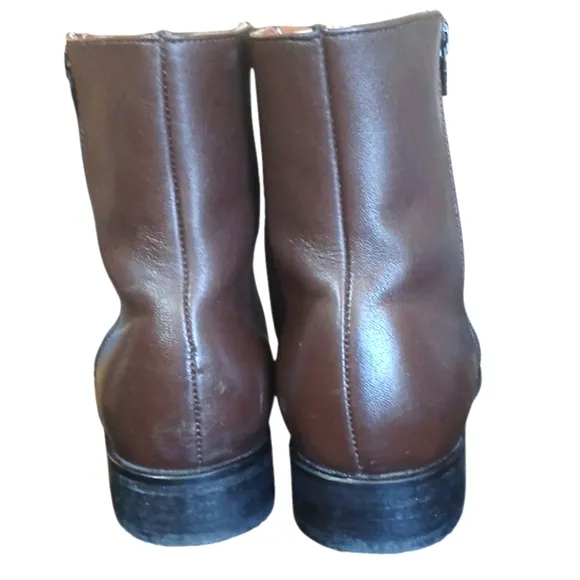 El Besserro Vintage Brown Leather Ankle Boots Men's Double Zip Boots size 9.5