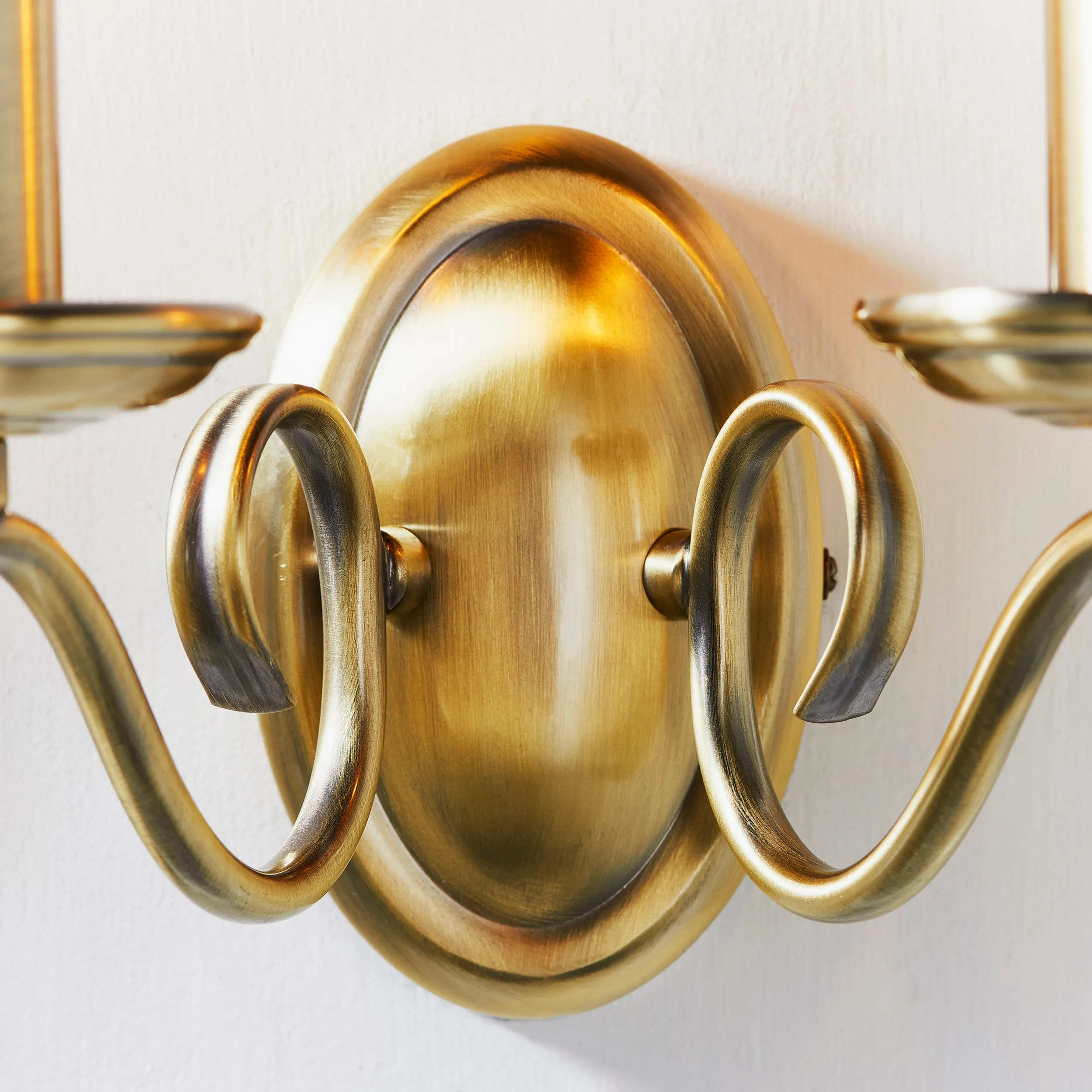 Endon 2030-2AN Bernice 2lt Wall Antique brass plate 2 x 60W E14 candle (Required)