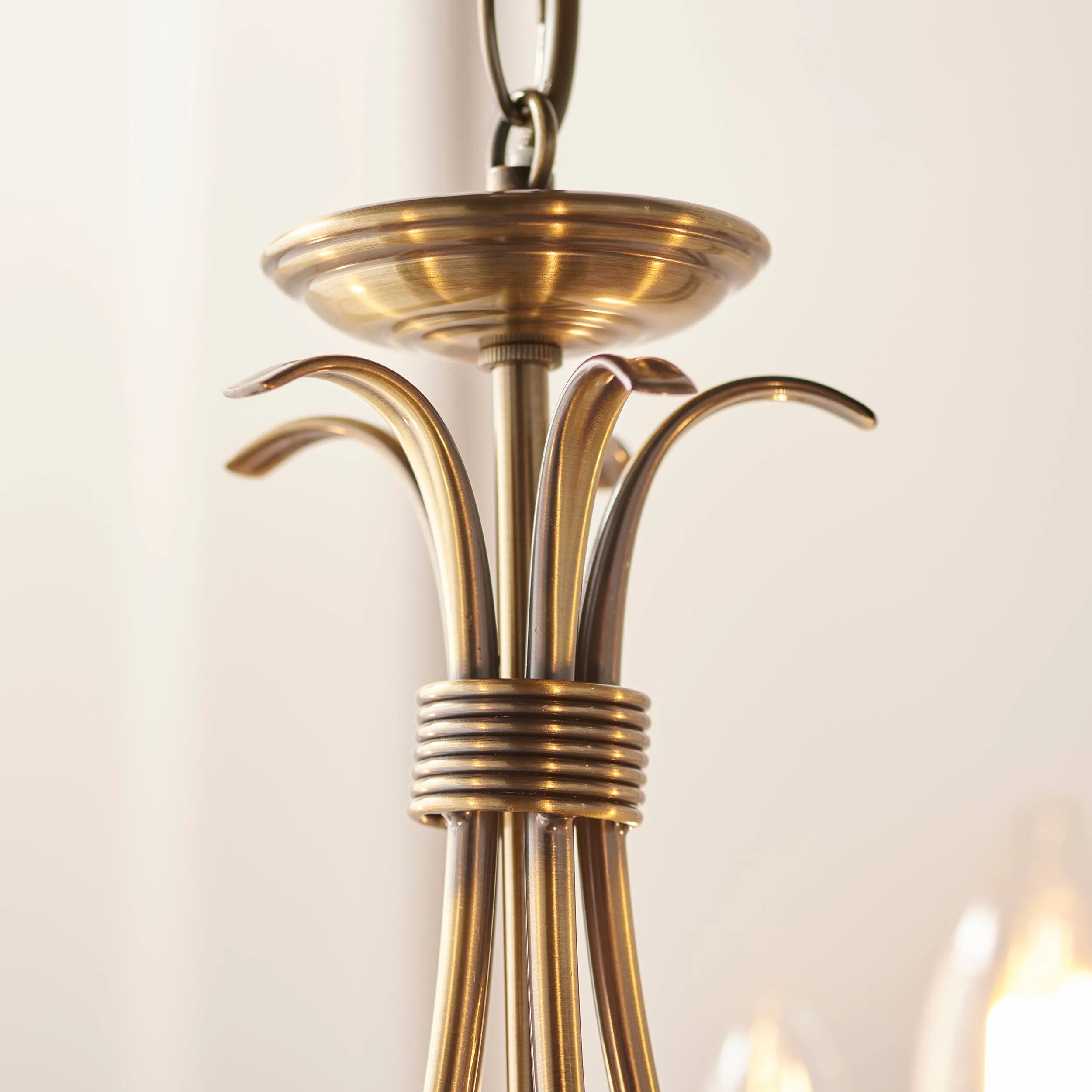 Endon 2030-5AN Bernice 5lt Pendant Antique brass plate 5 x 60W E14 candle (Required)