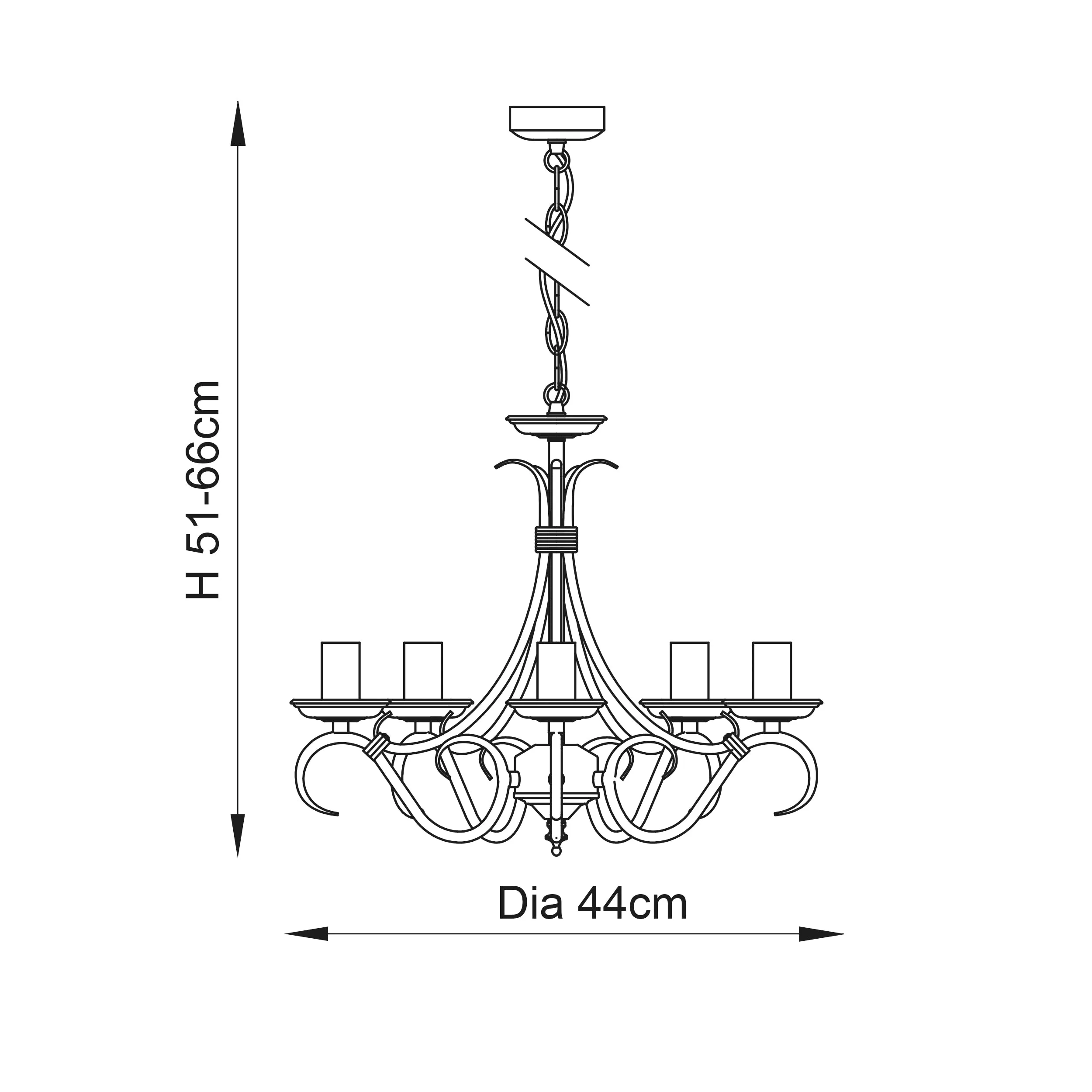 Endon 2030-5AN Bernice 5lt Pendant Antique brass plate 5 x 60W E14 candle (Required)