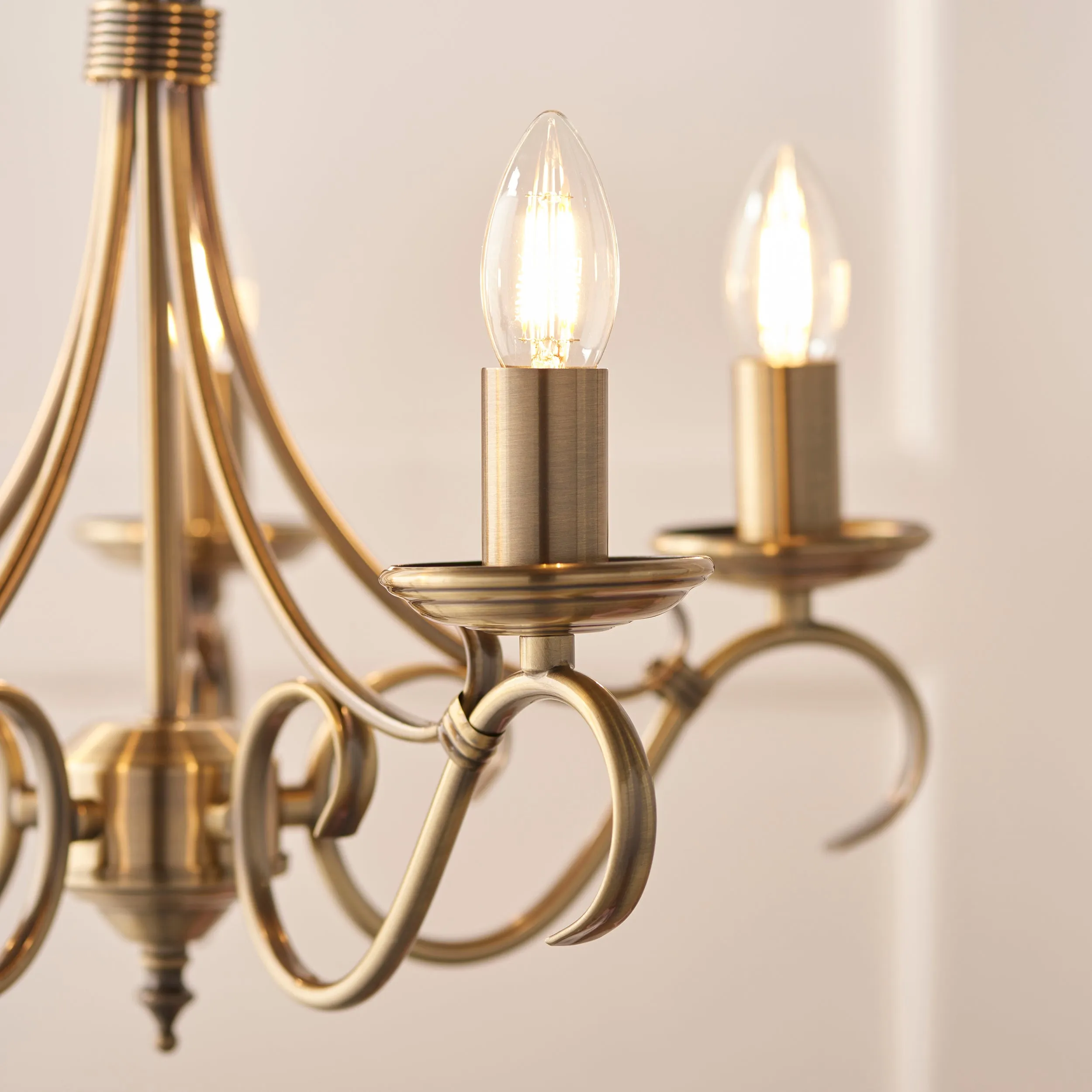 Endon 2030-5AN Bernice 5lt Pendant Antique brass plate 5 x 60W E14 candle (Required)