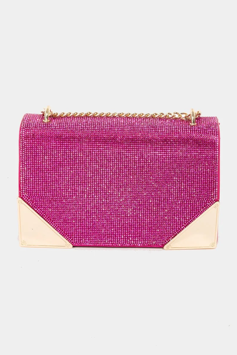 Fame Rhinestone Studded Rectangle Crossbody Bag Rhinestone Ankle Cowboy Boots for Women