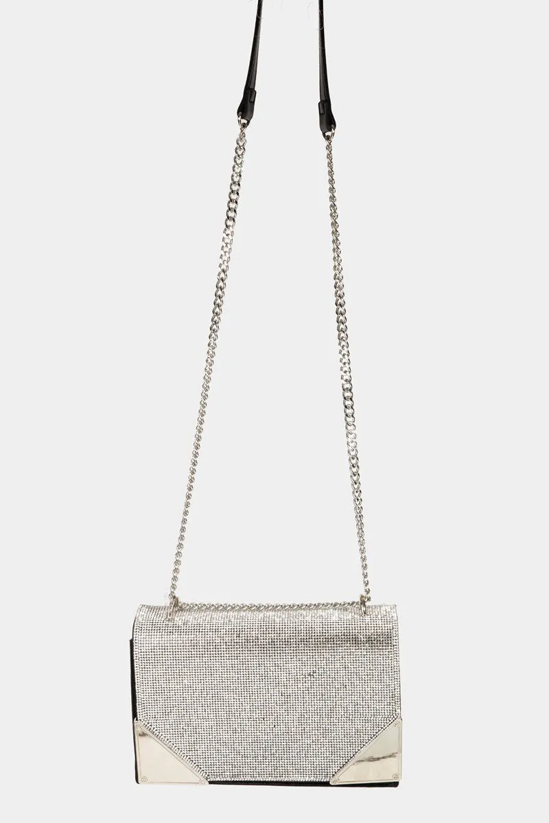 Fame Rhinestone Studded Rectangle Crossbody Bag Rhinestone Ankle Cowboy Boots for Women