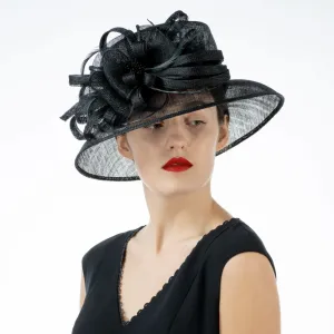 fancy bow downturned brim ~ black