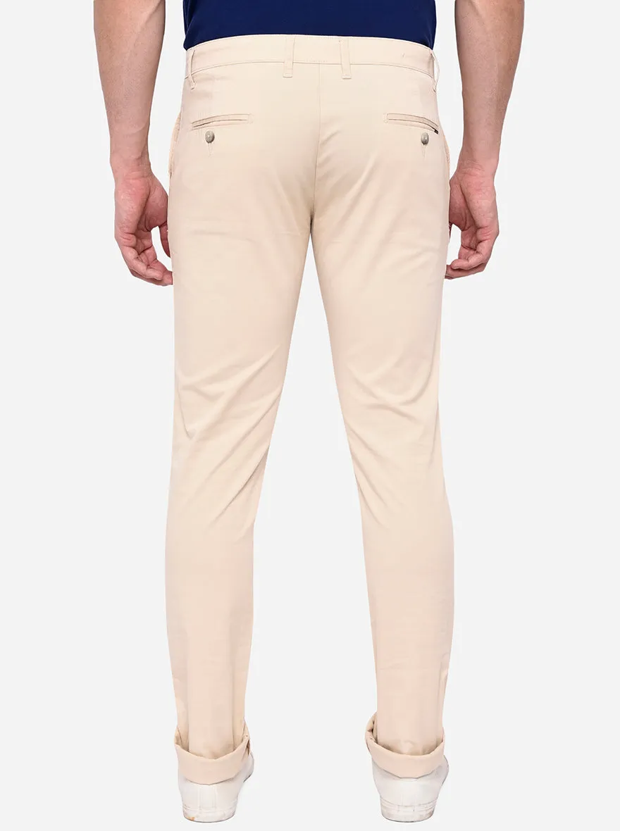 Fawn Solid Super Slim Fit Casual Trouser | Greenfibre