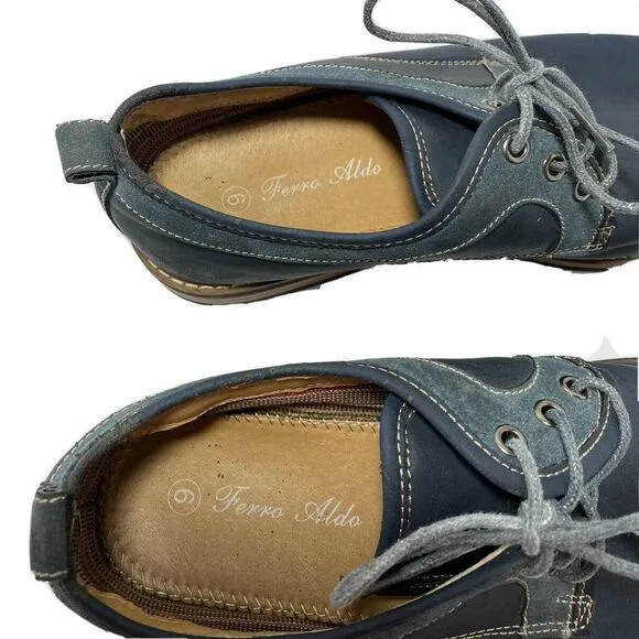 Ferro Aldo Blue Lace Up Oxford Dress Shoes 9