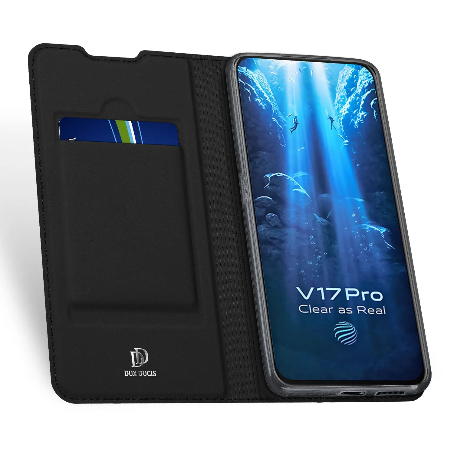 For VIVO V17 Pro Cellphone Cover PU Leather Shell Side Buckle Card Slots Mobile Phone Soft Case Overal Protection blue